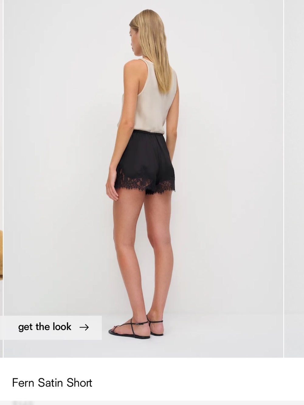Reformation Black Satin High-Waist Shorts with Lace Trim - Picture 2 of 2